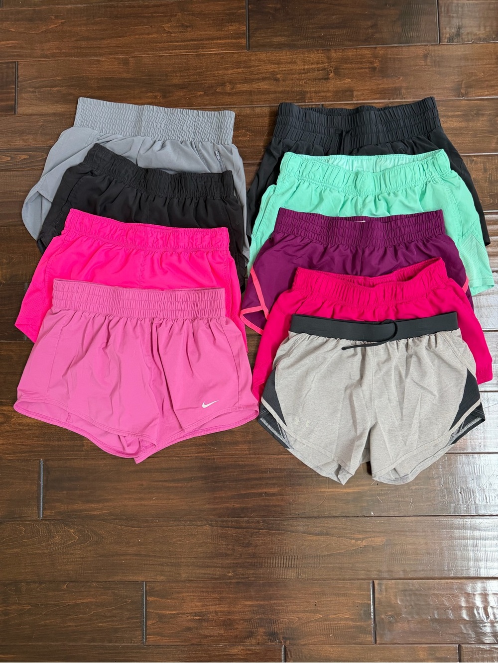Nike, Women's Assorted Athletic Shorts Bundle - Pink, Gray, Black, Mint, Purple